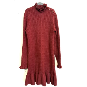 Janie And Jack Girl Knit Sweater Dress Size 10 Burgundy - Picture 1 of 7