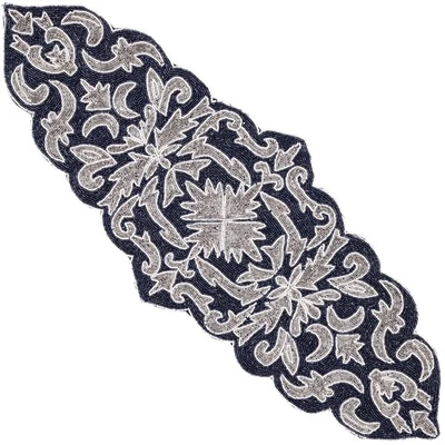 装饰串珠桌旗 - 36 英寸玻璃珠和涤纶桌旗理想... — 第 1/4 张图片