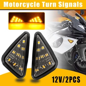 12v Motorcycle Triangle Flush Mount Turn Signal Smoke Amber LED Blinker Light - Picture 1 of 11