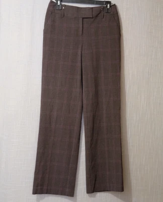 Worthington Stretch Dress Pants Brown/Purple Plaid Straight Women's 2P #H94-45 - Image 1 of 4