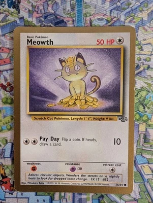 Meowth 56/64 Jungle Gold Border 1999 Pokemon Roll Promo LP Vintage WOTC - Image 1 of 4