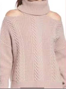 Suéter tejido con cable de hombro frío Lorilee PAIGE para mujer - rosa salvaje - talla pequeña  - Imagen 1 de 14