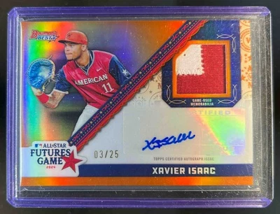 2024 Bowman's Best Xavier Isaac Futures Game Patch Auto Orange Refractor #3/25 - Image 1 of 2