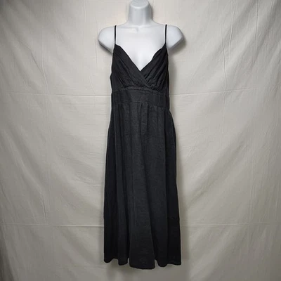 Precioso Vestido Solero Midi Vintage Y2k Negro 100% Lino Cintura Imperio - Talla 6 Foto 1 de 4