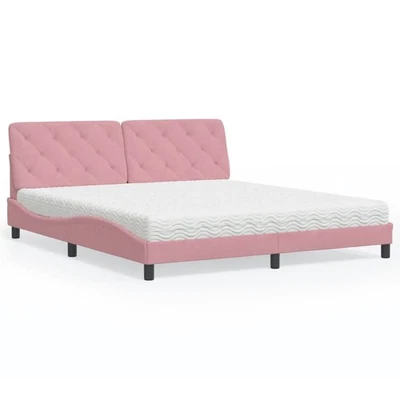 Bett mit Matratze Rosa 180x200 cm Samt - Bild 1 von 4