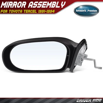 Driver Side Textured Black Mirror with Manual Remote for Toyota Tercel 1991-1994 - Image 1 of 4