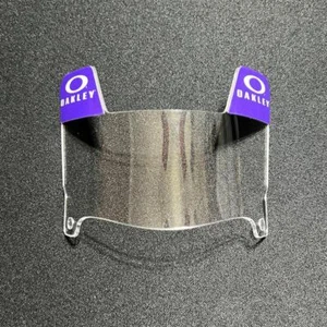 Lila/weiße "Oakley" Laschen - transparentes Mini Football Helm Visier mit schwarzen Clips - Bild 1 von 2