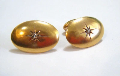 Gemelos victorianos antiguos de oro amarillo de 10 quilates con estrella de diamante de 2 mm Foto 1 de 4