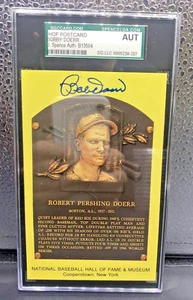 Bobby Doerr Signed Yellow HOF Plaque Postcard SGC Slabbed - Picture 1 of 2