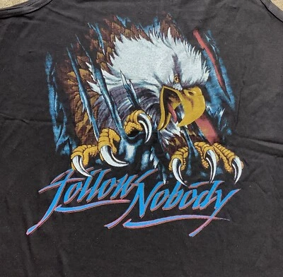 Vtg 90s Follow Nobody Tank Top Shirt Thunder Eagle Biker Rare Breed Motorcycle M - Image 1 of 4