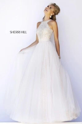 Auténtico Vestido Largo SHERRI HILL Marfil 12 Formal Baile de graduación Concurso #32218 Nuevo con Etiquetas Foto 1 de 4