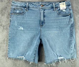 Terra Sky Womens Plus 18W Denim Bermuda Shorts High Rise Waist Light Distressed - Picture 1 of 10