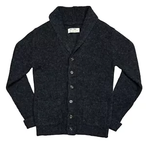 Line of Trade Shetland Wool Shawl Collar Cardigan Cable Knit Gray Men's Small - Picture 1 of 4
