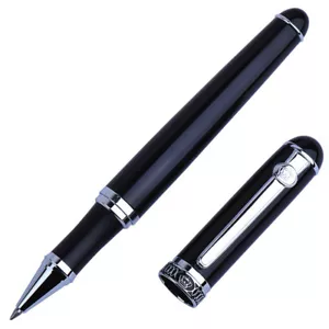 Duke D2 Classic Rollerball Pen Black Barrel & Silver Clip Advanced Writing Pen - Picture 1 of 9