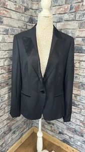 Vintage Louis Feraud Damen Schwarz Wolle & Kaschmir Blazer Jacke Größe 16 - Bild 1 von 9