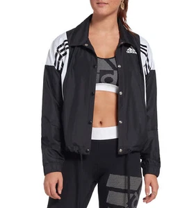 adidas Damen Coach 3-Streifen sportliche leichte Jacke, schwarz/weiß - Bild 1 von 9