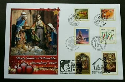 [SJ] Germany Switzerland Austria Joint Issue Christmas 2013 (joint FDC *diff PMK - Image 1 of 4