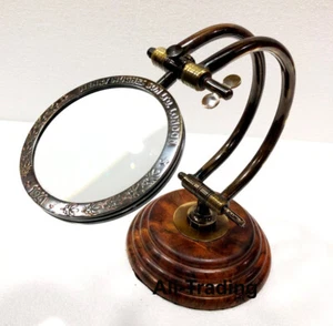 Antique brass adjustable magnifying glass marine nautical table decor magnifier. - Picture 1 of 7