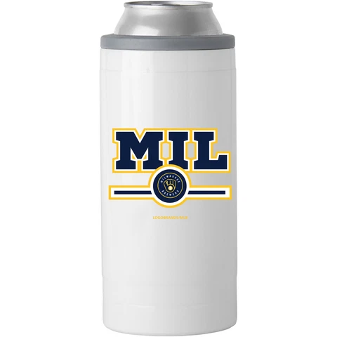 Milwaukee Brewers 12oz. Letterman Slim Can Cooler Cover