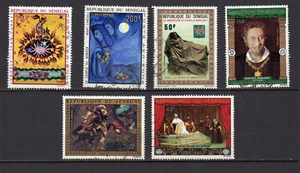 Sénégal poste aérienne années 70 6 timbres oblitérés art tableaux /TE3226 - Imagen 1 de 1