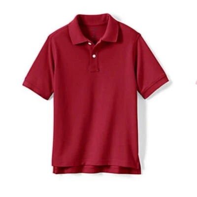 Lands' End School Uniform Kids Short Slv Interlock Polo Shirt Red XL NWOT (232) - Image 1 of 4