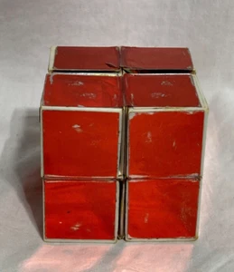 Vntg Star Cube Plastic Transforming 2 pc. Puzzle Toy Brain Teaser Red 2" - Picture 1 of 8