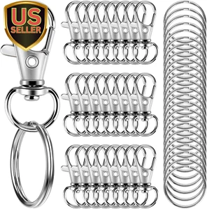 50PCS Metal Lobster Claw Clasp with Key Rings, 25PCS Keychains Clips Hooks an... - Picture 1 of 1