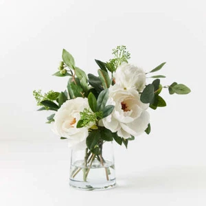 Arrangement Peony Mix in Vase - White - Picture 1 of 2