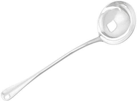 Edwardian Sterling Silver Hanoverian Rat Tail Pattern Soup Ladle 1900-1940 Cover