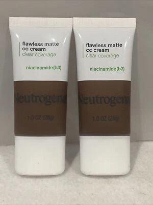Lot Of 2 Neutrogena Flawless Matte CC Cream #10.0 SIENNA Clear Coverage - Image 1 of 2