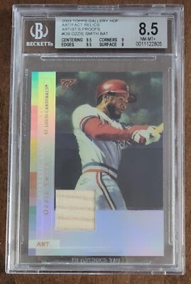 2003 Topps Gallery HOF Artifact Relics Artist's Proofs /25 Ozzie Smith BGS 8.5 - Image 1 of 4
