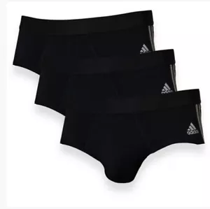 adidas Mens Flex Cotton 3 Stripe Briefs 3 Pack XL Cotton Stretch Pants - Picture 1 of 6