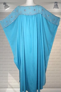 TOLLES Vintage Wafty JEAN ALLEN Kaftan Hostess Kleid - schimmernd fließend FABELHAFT - Bild 1 von 7