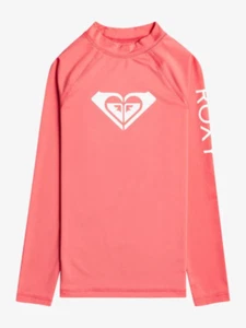 ROXY GIRL WHOLE HEARTED LONG SLEEVE RASHGUARD UPF 50 Girls Size 7 XSmall Coral - Picture 1 of 5