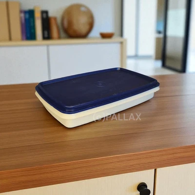 TUPPERWARE A16 VESPERLE 750 ML INDIGO WEISS BROTDOSE VESPERBOX - Bild 1 von 2