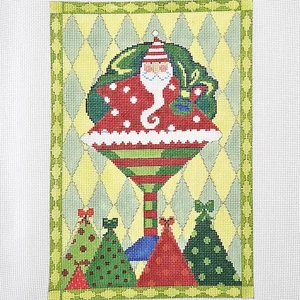 MICHELE NOISET HAND PAINTED NEEDLEPOINT CANVAS:  SANTA MARTINI RECTANGLE GG - Picture 1 of 2