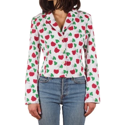 Moschino Jeans Vintage Women's Raspberry Print Cropped Blazer Jacket  IT 44 / 10 - Image 1 of 4