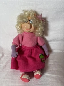 Peluche pupazzo vintage 1989 Jim Henson Muppets Miss Piggy rosa vestito barboncino gonna - Foto 1 di 5