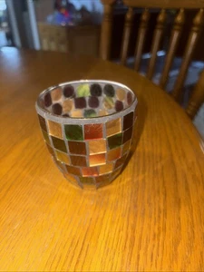 Vintage Mosaik Buntglas Votivkerzenhalter Bunt Mehrfarbig 3" - Bild 1 von 5