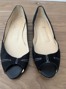 CHRISTIAN LOUBOUTIN Black Suede / Leather Flats - SIZE 37 Euro / 6 US - Picture 1 of 10
