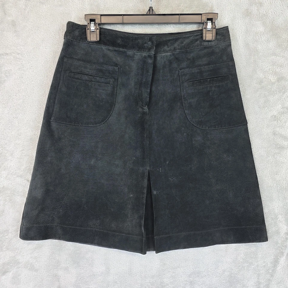Lilly Pulitzer Suede Skirt Womens 8 Charcoal A-Line Washable Pig Suede Pockets - Image 1 of 4