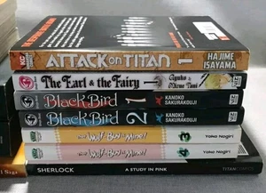 Lot Of 13 Manga Books Deathnote Monster Hunter Black Bird Attack On Titan - Picture 1 of 3