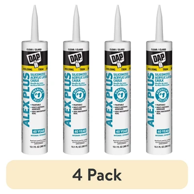 4 Pack DAP Alex Plus 10.1 oz Clear All Purpose Acrylic Latex Caulk Plus Silicone