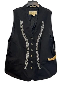 Chaleco negro Jones New York Country vintage con ribete bordado talla 10 lana azul - Imagen 1 de 6