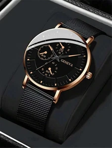 Herren Militär Leder Datum Quarz Analog Armee Leger Elegant Armbanduhren UK - Bild 1 von 13