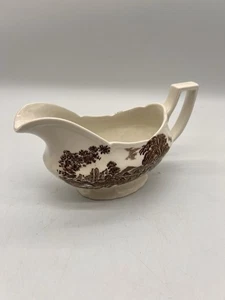 J&G Meakin Romantic England Brown Transferware Gravy Boat - Picture 1 of 8