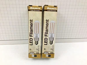 (2) NEW Bulbrite 4.5W LED T6 3000K Filament Bulbs E12 Base Clear Dimmable 776791 - Picture 1 of 7