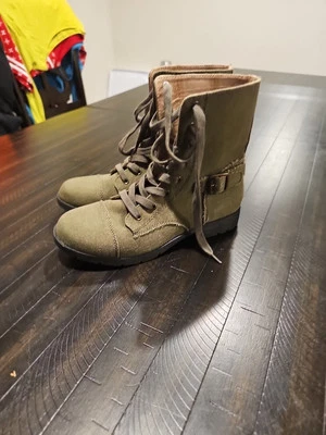 Botas de combate Arizona militares de lona verde oliva para mujer talla 8 Foto 1 de 4
