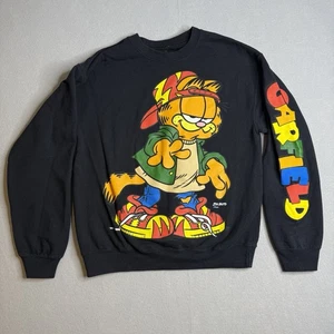 Garfield Jim Davis Men’s Graphic Black Crewneck Sweatshirt Size MEDIUM Colorful - Picture 1 of 7