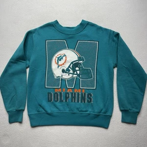 Vintage 90s Miami Dolphins NFL Boy's Large Crewneck Sweatshirt Distressed - Picture 1 of 9